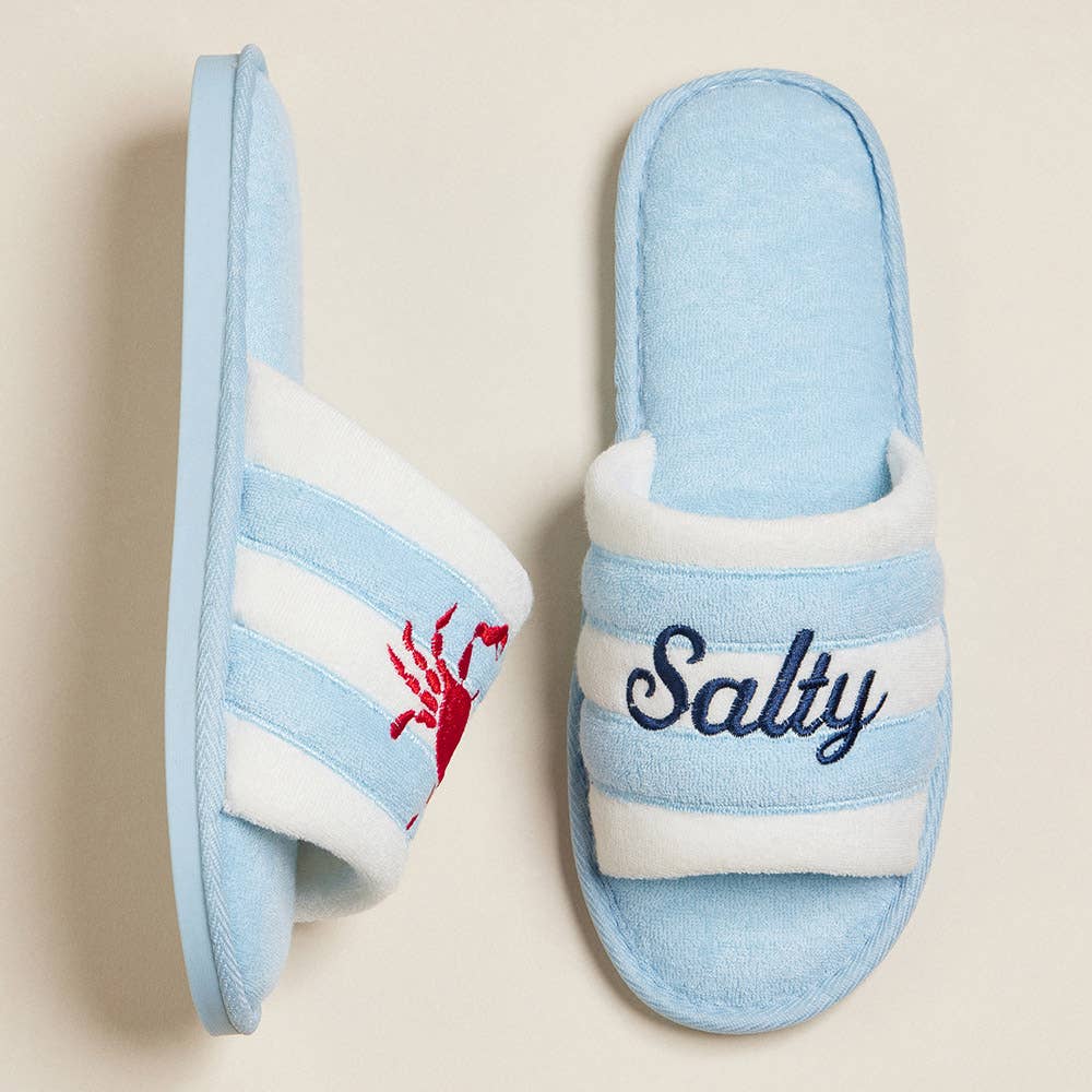 Crab Salty Embroidered Slippers
