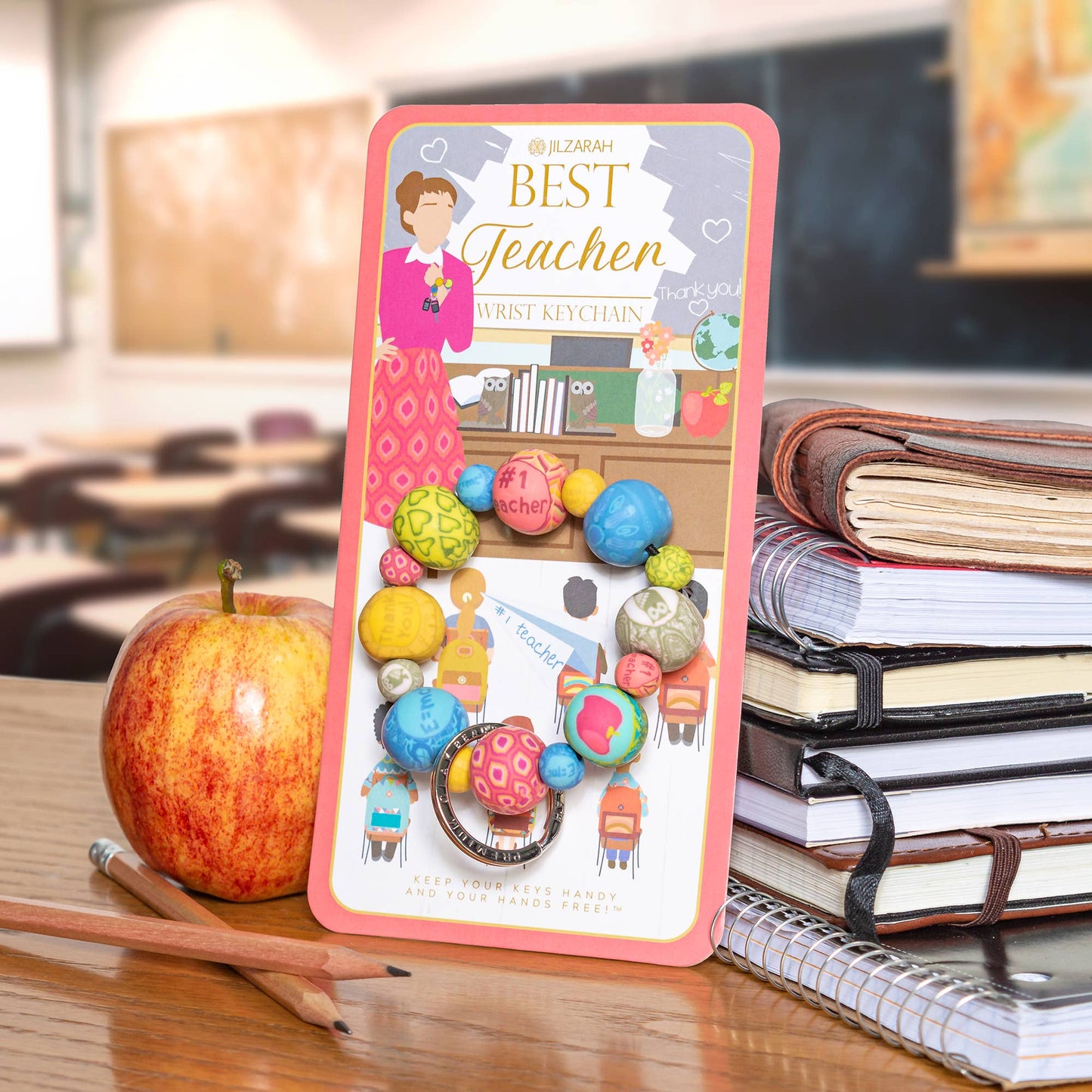 Best Teacher Carded Wrist Keychain