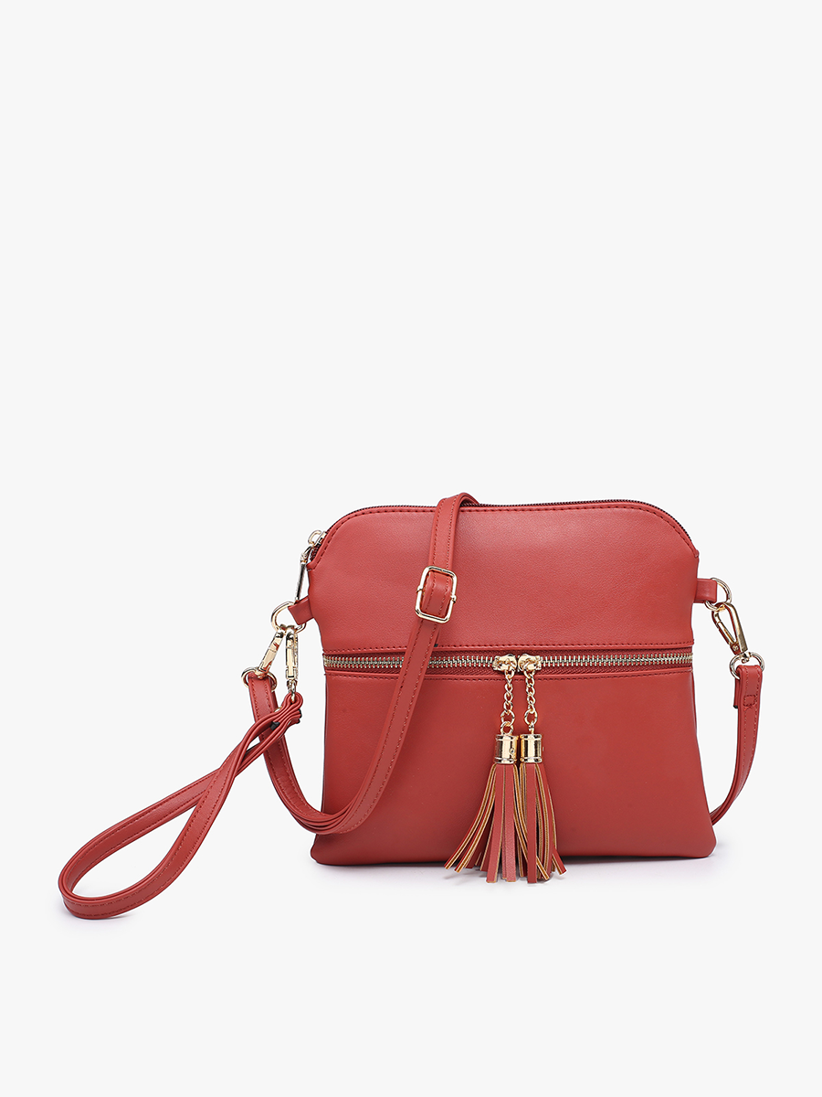 M1785 Tara Double Zip Crossbody/Wristlet: Fuchsia