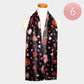 Striped Heart Pattern Print Scarf: Black