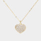 Crystal pave heart pendant necklace: Red
