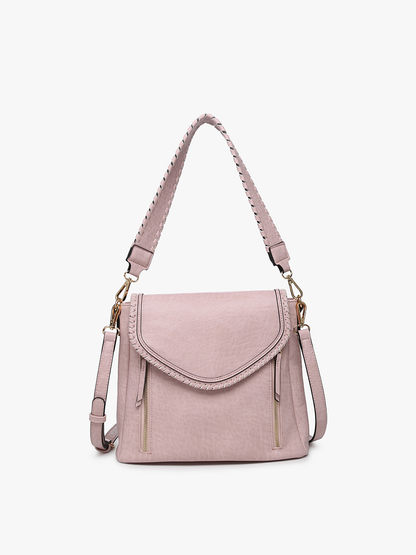 Lorelei Double Zip Whipstitch Trim Crossbody