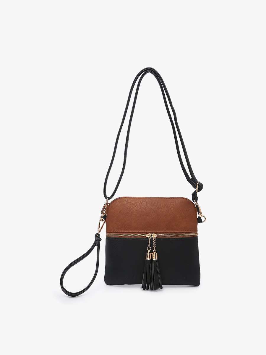 M1785 Tara Double Zip Crossbody/Wristlet: Fuchsia