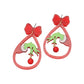 Glittered Resin Christmas Grinch Hand Teardrop Earring