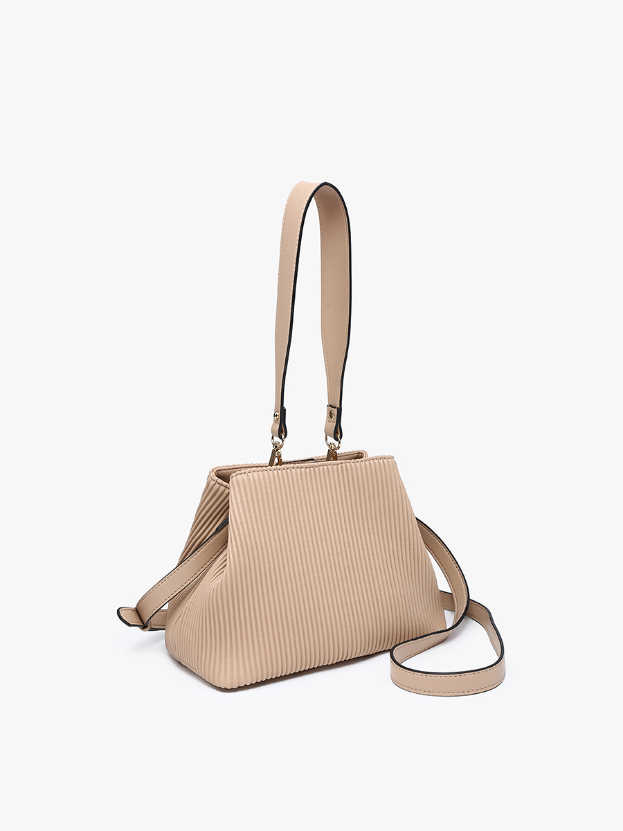 EH2460 Dove Pleated Satchel w/ Large Handle: Taupe