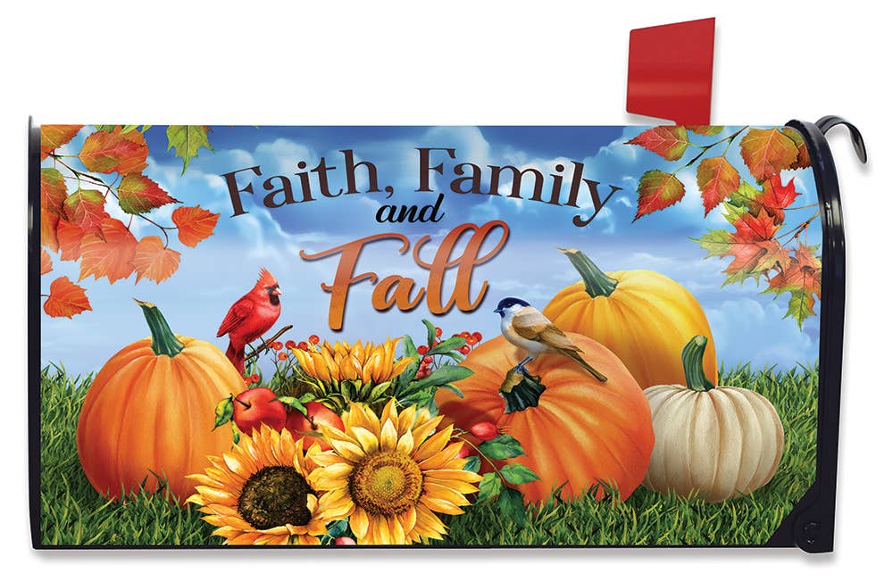 Faith Family and Fall Mailbox Cover  - Standard Size -