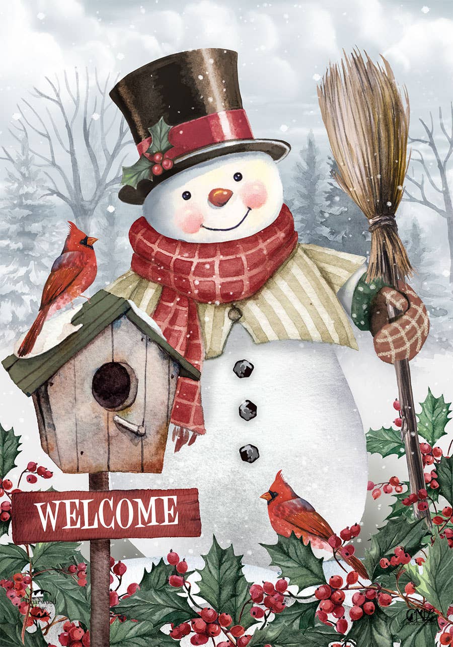 Jolly Snowman Welcome Winter Garden Flag