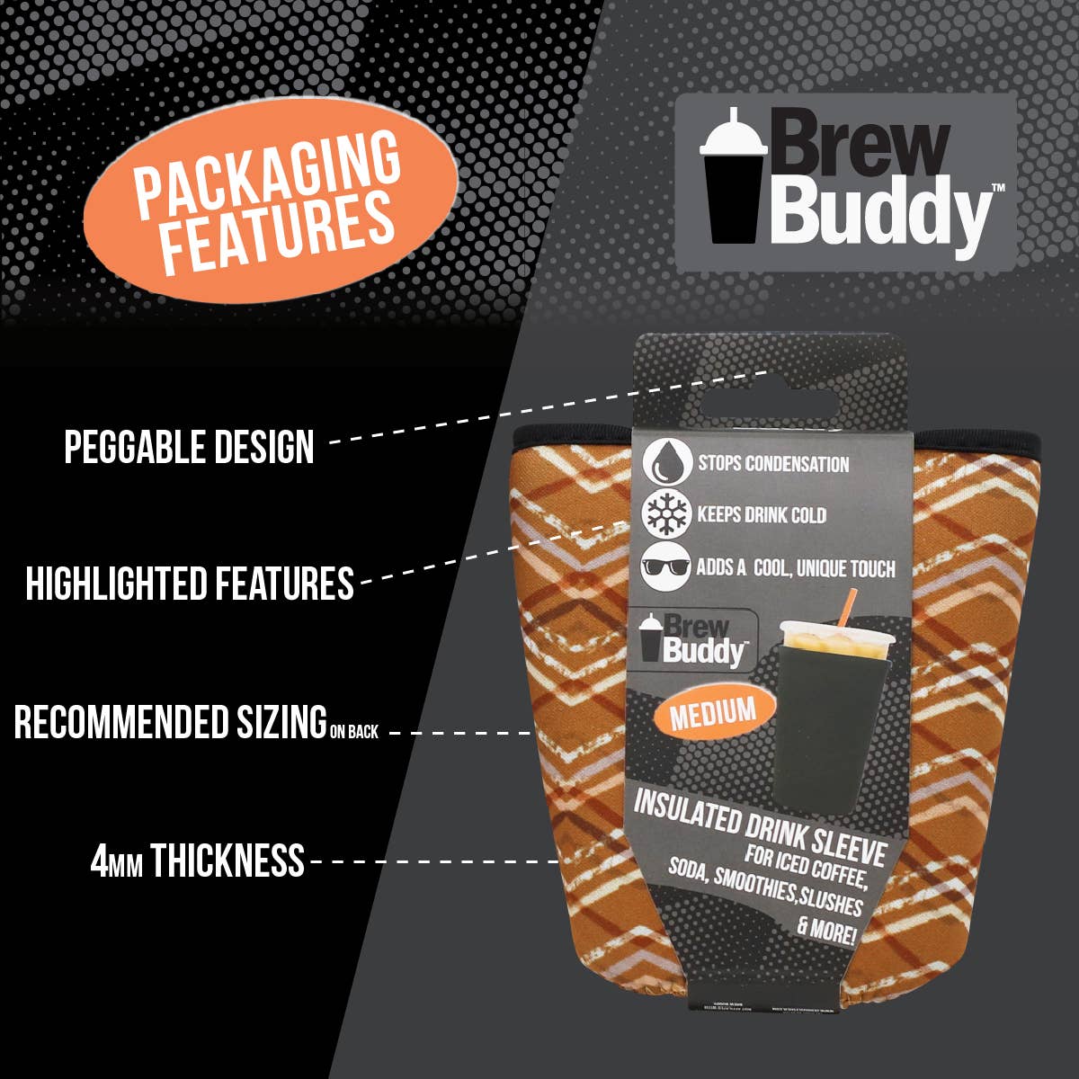 Brew Buddy Insulated Iced Coffee Sleeve - Peony: Large