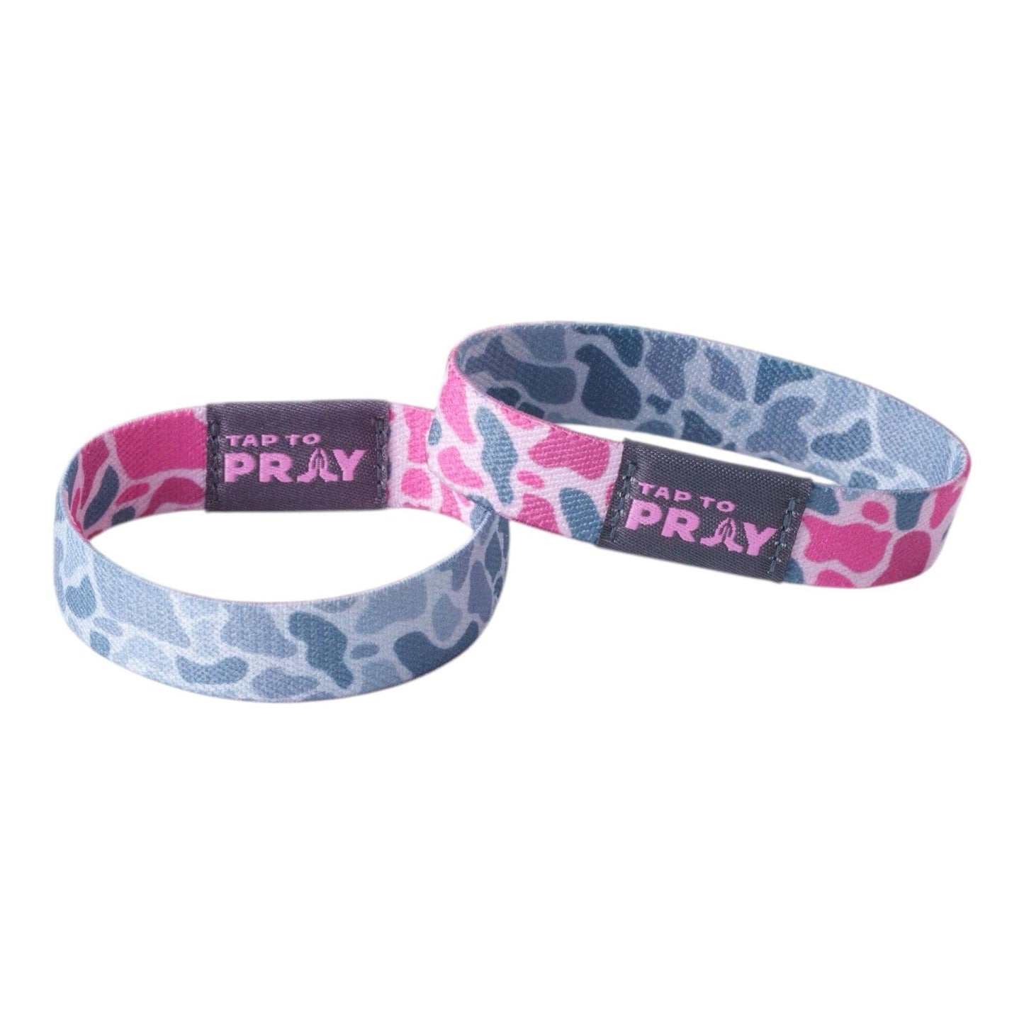 Tap To Pray® Wristband – River Rock Camo - Pink & Ash: Medium