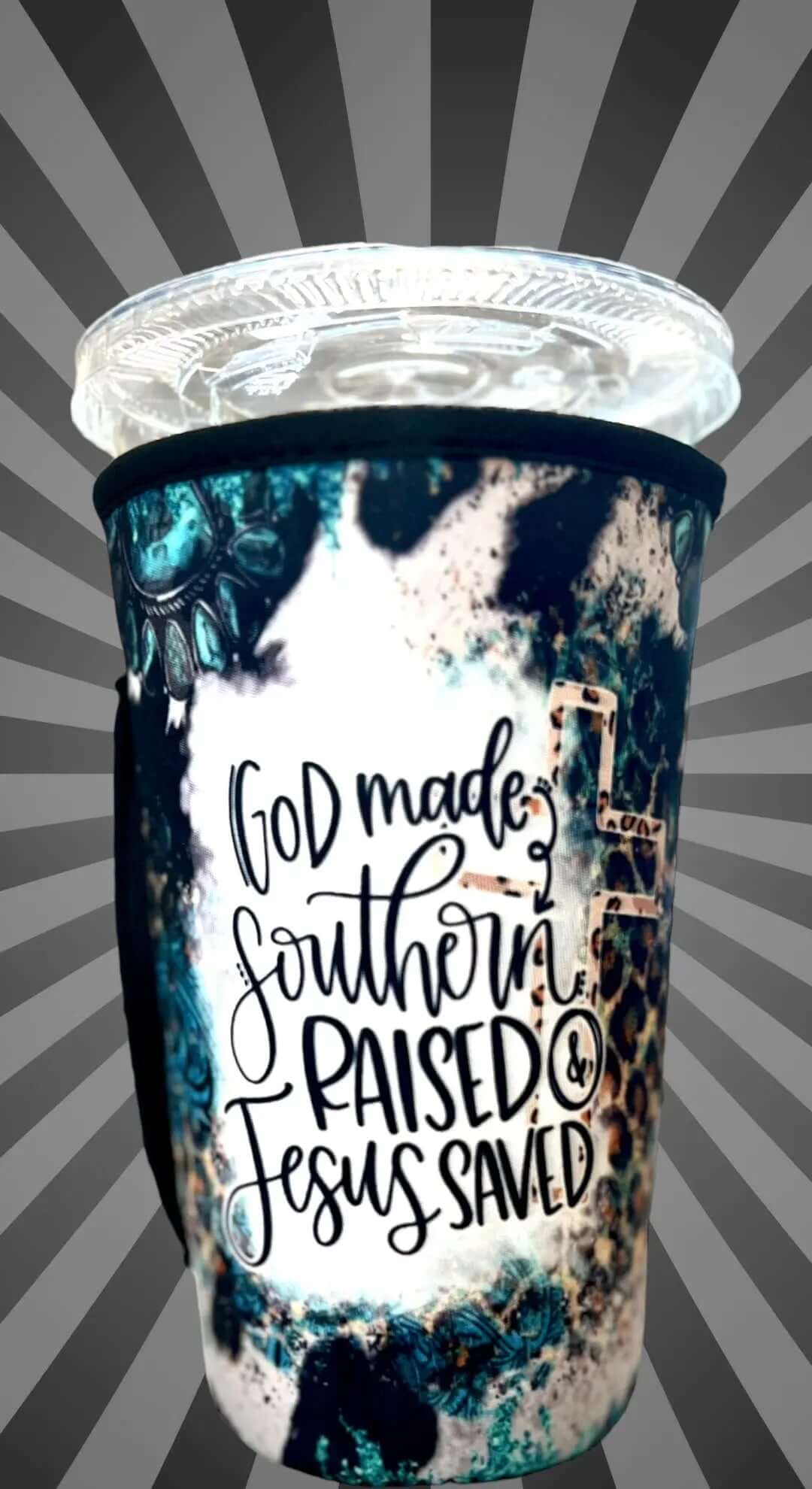 20 OZ God Made Southern Raised Insulated Cup Cover Sleeve