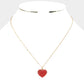 Crystal pave heart pendant necklace: Red