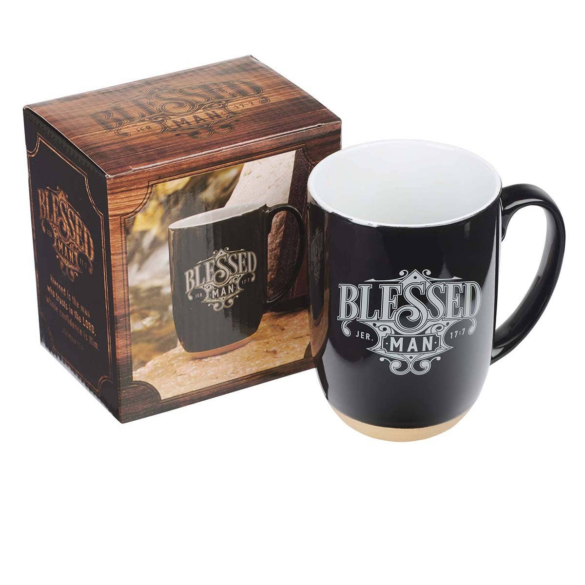 Blessed Man Ceramic Coffee Mug with Dipped Clay Base - Jerem