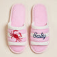 Crab Salty Embroidered Slippers