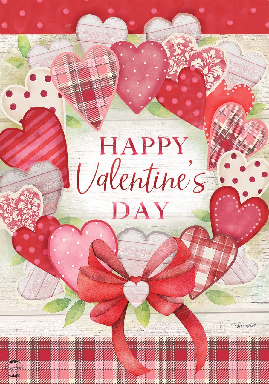 Valentine's Wreath Garden Flag