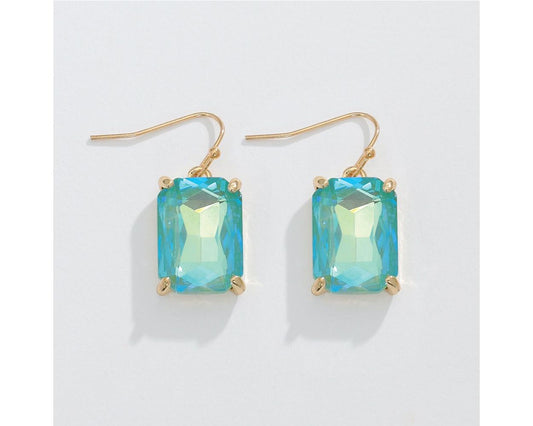 Aqua Faceted Crystal Earrings