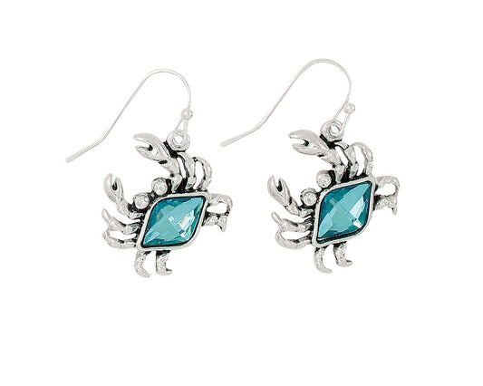 Crystal Blue Crabs Earrings