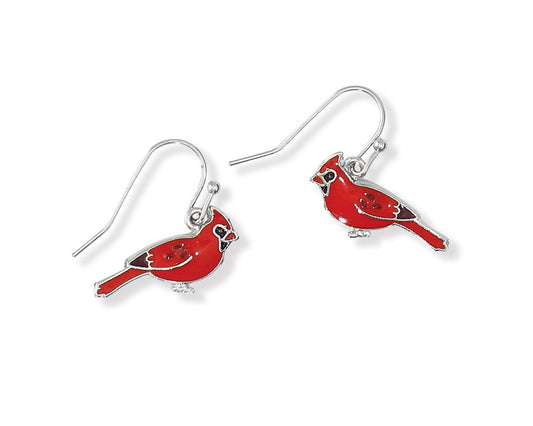 Red Enamel Cardinals Earrings