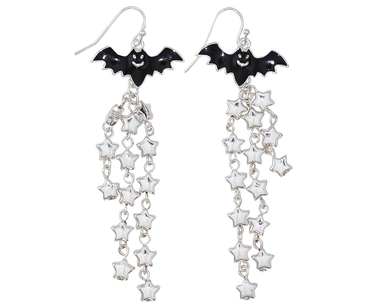 Bats with Silver Star Dangles Earrings