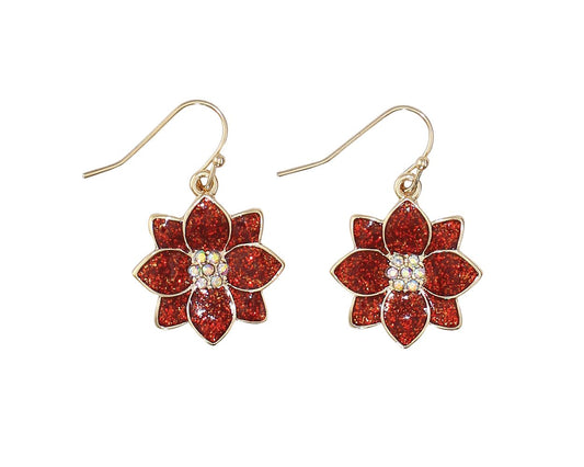 Glittering Poinsettias Earrings