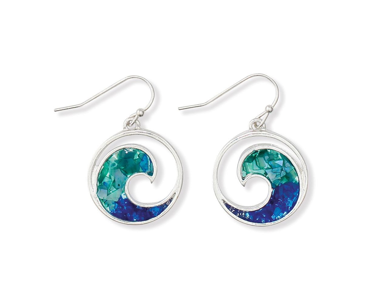 Blue Wave Glitter Resin Earrings