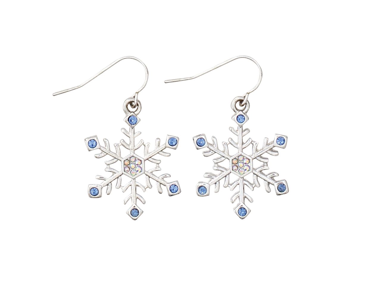 Snowflakes with Blue Crystals Earrings