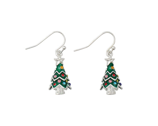 Colorful Crystals All Around Christmas Tree Earrings
