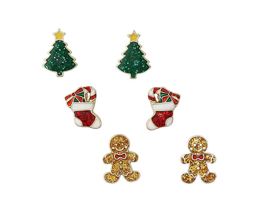 Christmas Trio Earrings (Trees, Stockings, Gingerbread Man)