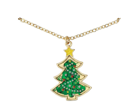 Glitter Christmas Tree Necklace