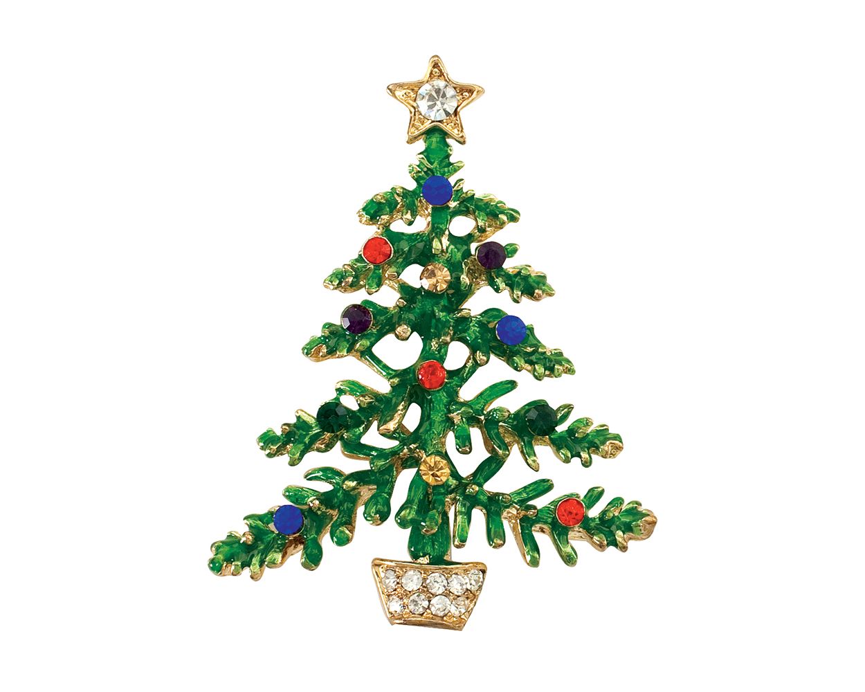 Jeweled Christmas Tree Pin