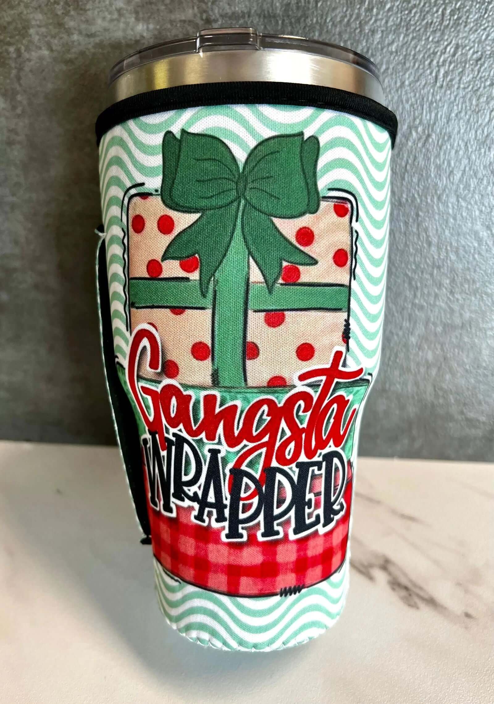 20 OZ Gangsta Wrapper Christmas Insulated Cup Cover Sleeve - Thumbnail 5