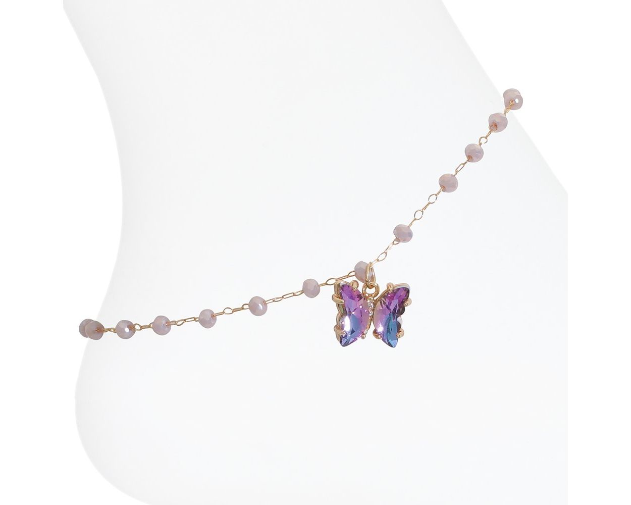 Purple Crystal Butterfly Anklet