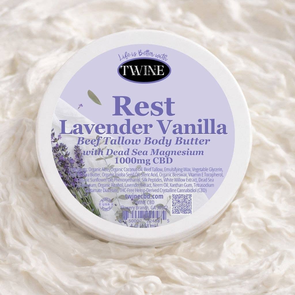 Tallow Body Butter – Deep Hydration with CBD & Magnesium – Rest - Lavender Vanilla - Nighttime cream