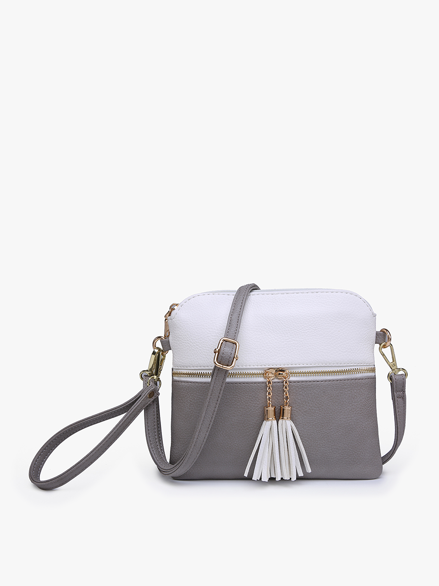 M1785 Tara Double Zip Crossbody/Wristlet: Mauve