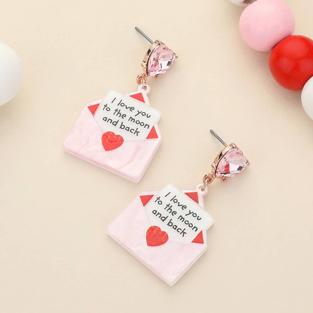 Glittered Resin Love Letter Dangle Earrings
: Red