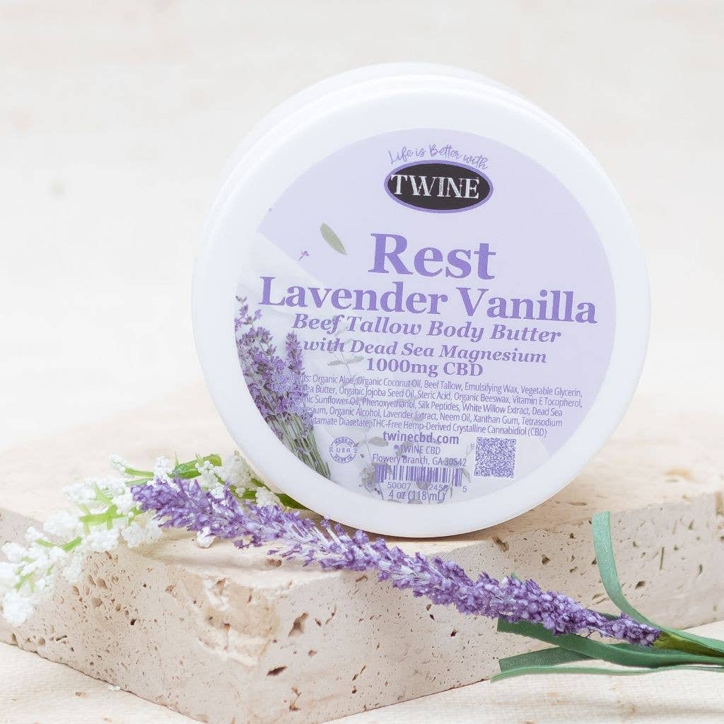 Tallow Body Butter – Deep Hydration with CBD & Magnesium – Rest - Lavender Vanilla - Nighttime cream