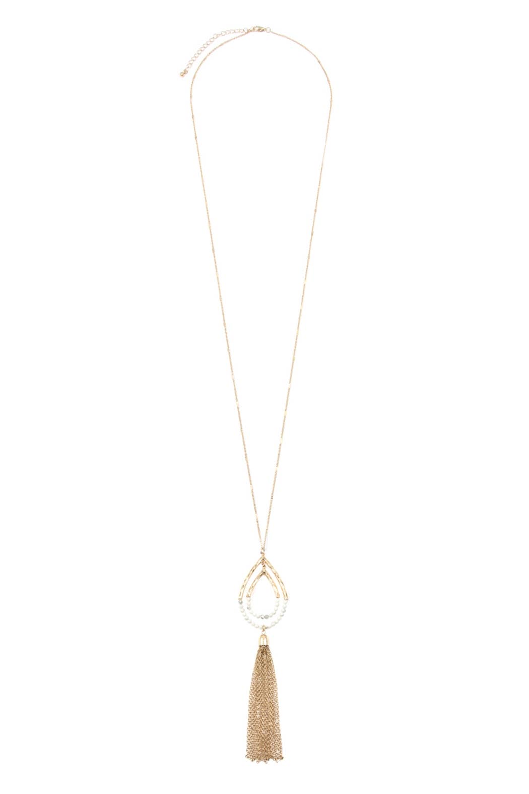 Teardrop Pendant Tassel Chain Necklace