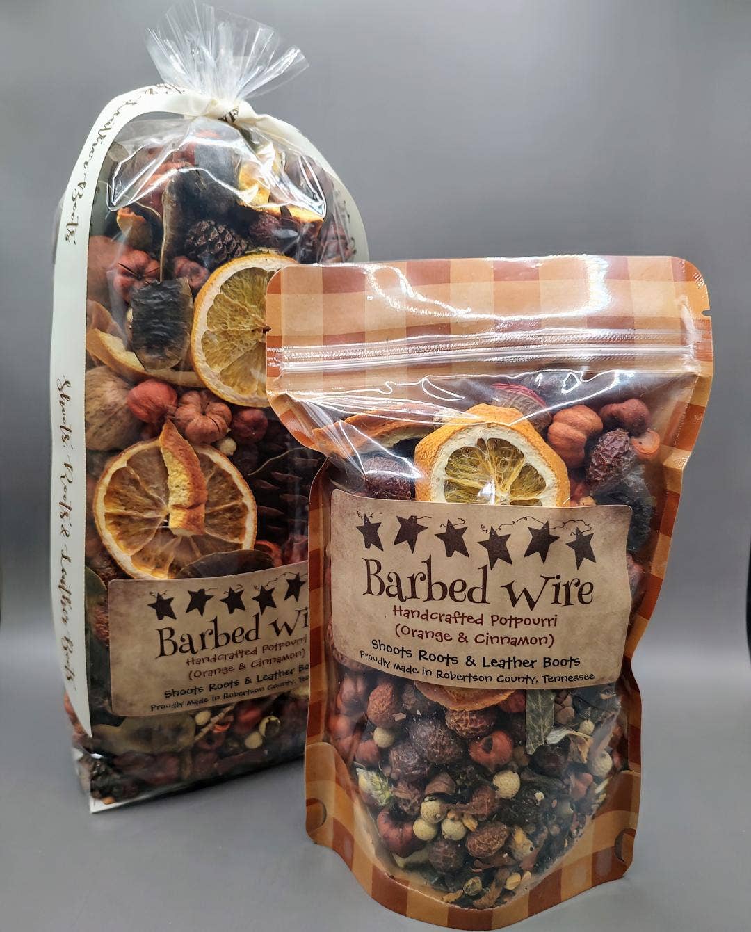 Barbed Wire (Orange & Cinnamon) Handcrafted Potpourri: 2 Cups