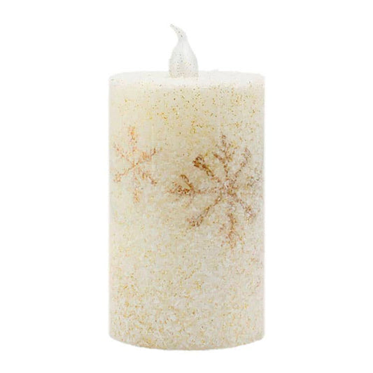 Short Golden Snowflake Frosty LED Votive - 2 x 3 in