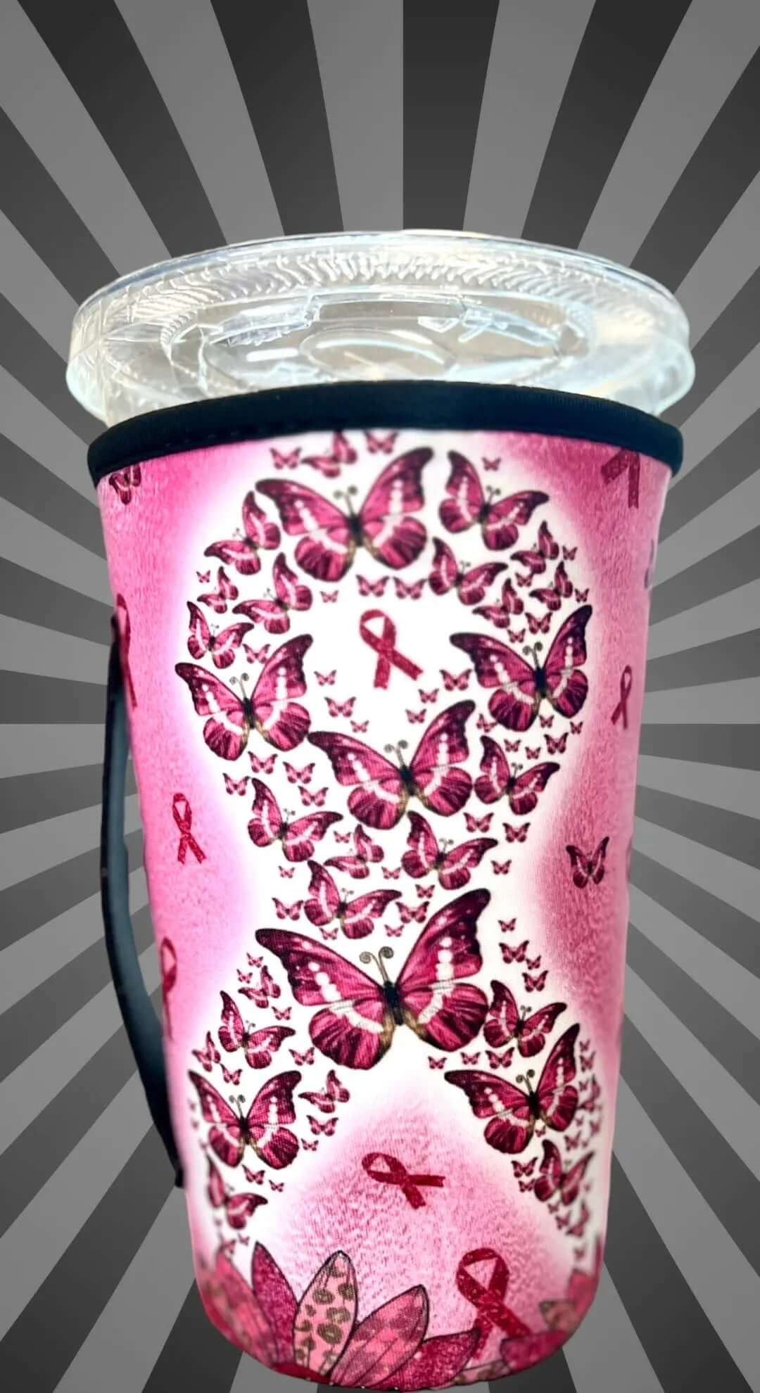 30 OZ Butterfly Breast Cancer  Insulated Cup Cover Sleeve