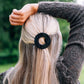 Jet Black Flat Circle Hair Clip