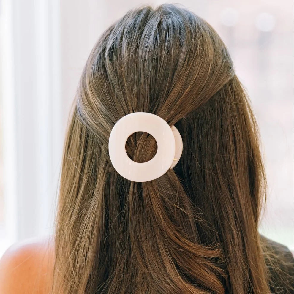 Almond Beige Flat Circle Hair Clip