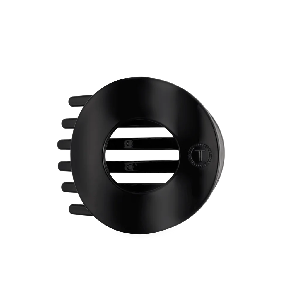 Jet Black Flat Circle Hair Clip