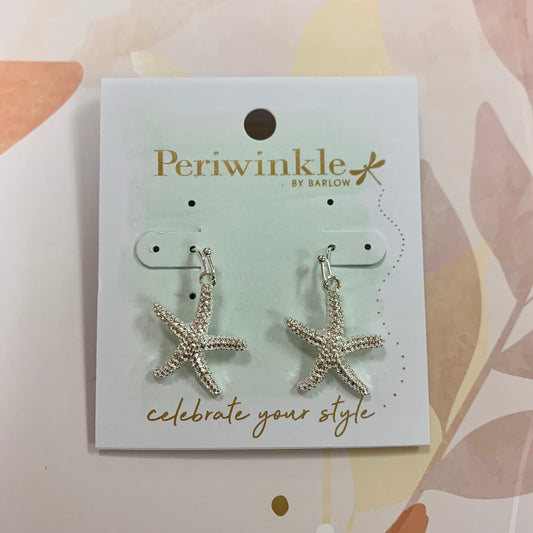 Textured Silver Starfish Earrings