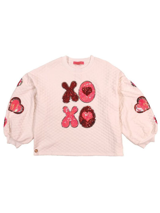 XOXO Hearts Quilted Crewneck