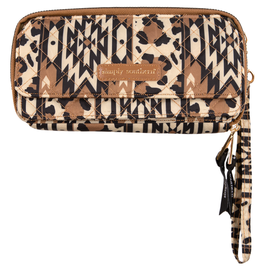 Quilted Phone Crossbody - Aztec Leopard