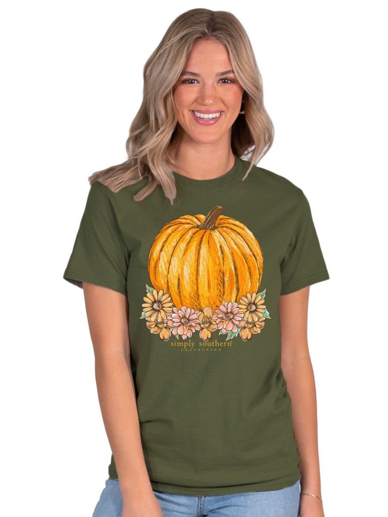 Pumpkin and Flowers Shirt