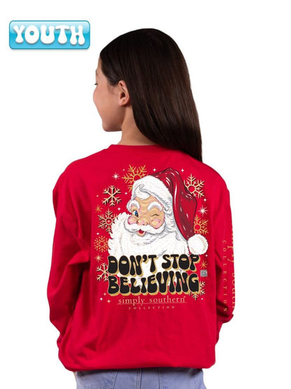 "Don't Stop Believing" Santa Long Sleeve