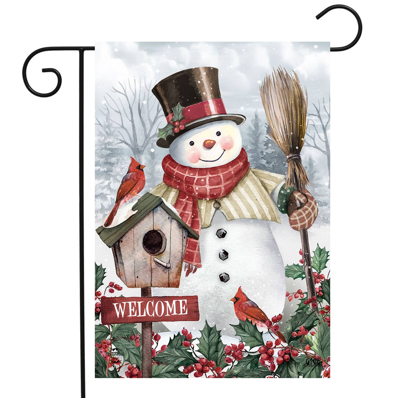 Jolly Snowman Welcome Winter Garden Flag