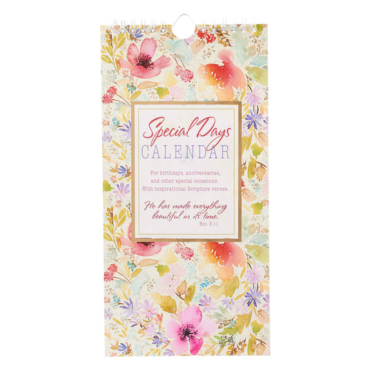Special Days Calendar Floral Watercolor Everything Beautiful