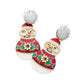 Pom Pom Resin Christmas Snowman Dangle Earrings